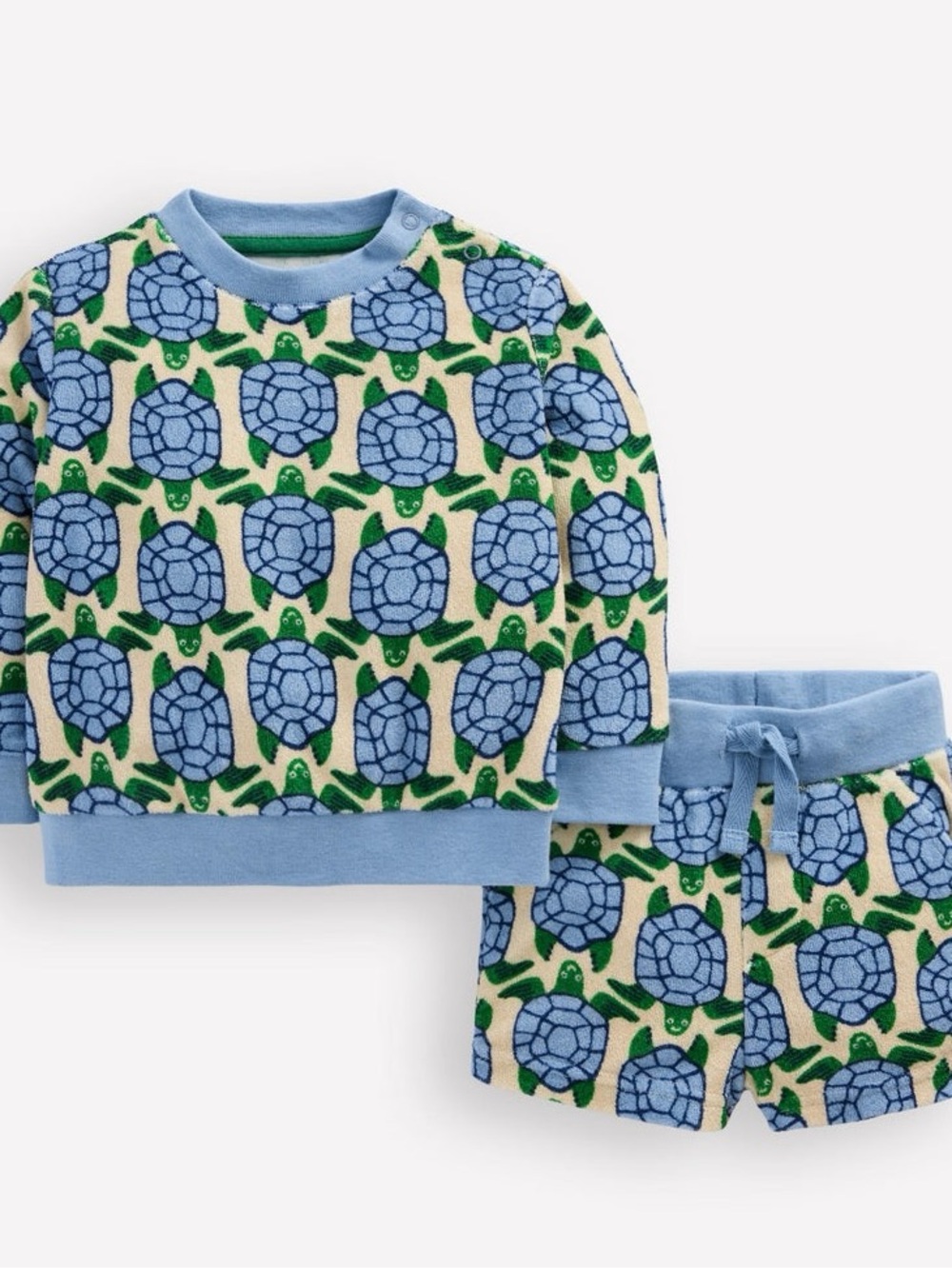 NWOT Mini Boden Printed Towelling Play Set Turtle
